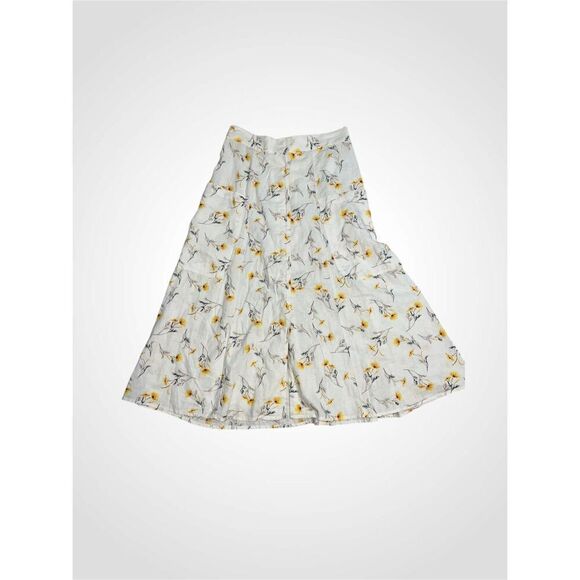 Women’s Linen Blend Sunflowers/Daisy summer midi skirt 6 - Picture 1 of 9